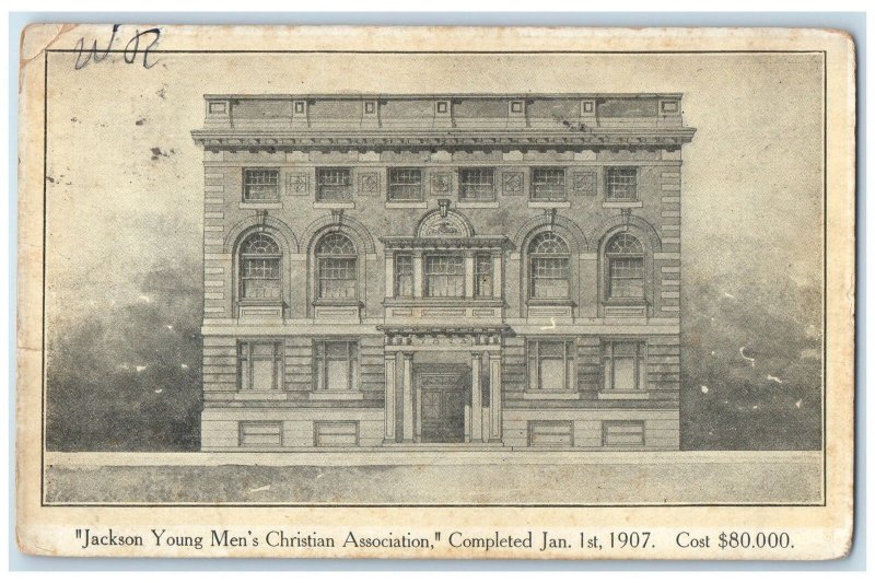 1906 Jackson Young's Men Christian Association Scene Jackson Michigan Postcard