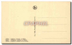 Old Postcard Belgium Ypres Cathedrale St Martin and belfry