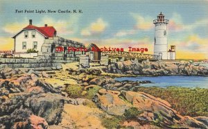 NH, New Castle, New Hampshire, Fort Point Light House, Tichnor Bros No 67536