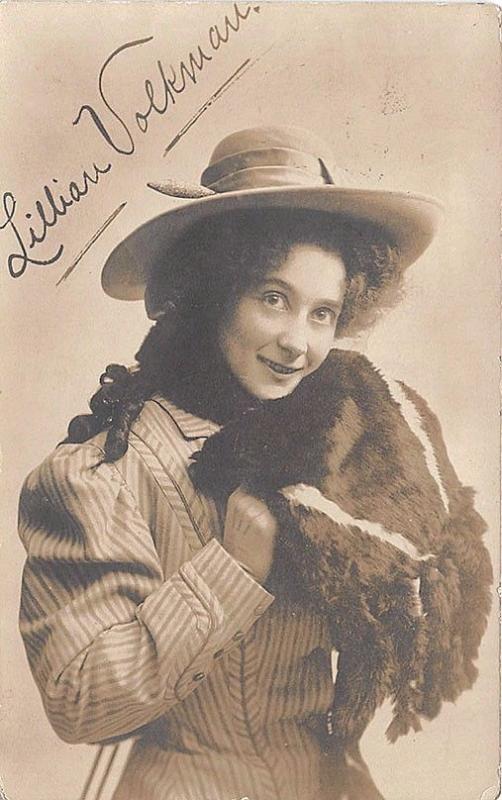 Lillian Volkman Actress Autographed RPPC Postcard to Limerick ME 1909