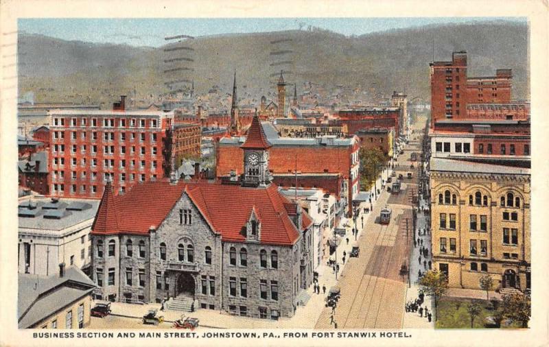 Johnstown Pennsylvania Business Section Main Street Antique Postcard K21351