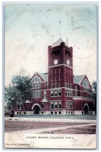 Clarion Iowa IA Postcard Court House Building Exterior Roadside 1908 Antique