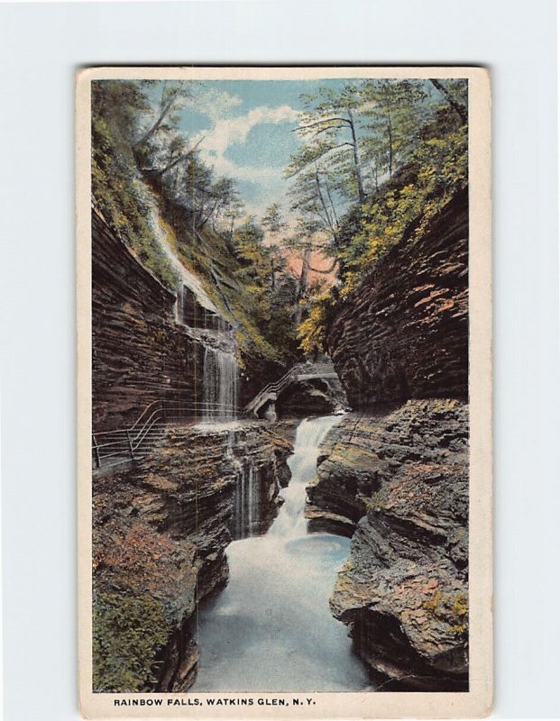 Postcard Rainbow Falls, Watkins Glen, New York