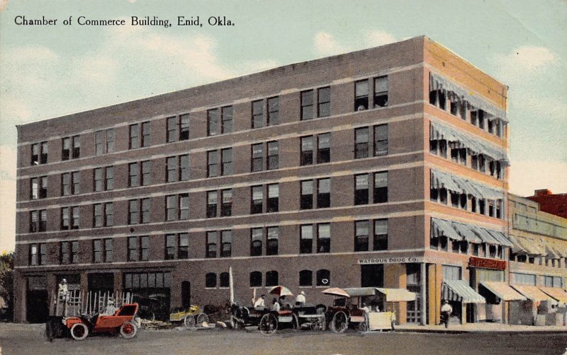 Chamber of Commerce Building Street Market Sellers Enid Oklahoma 1910c postcard