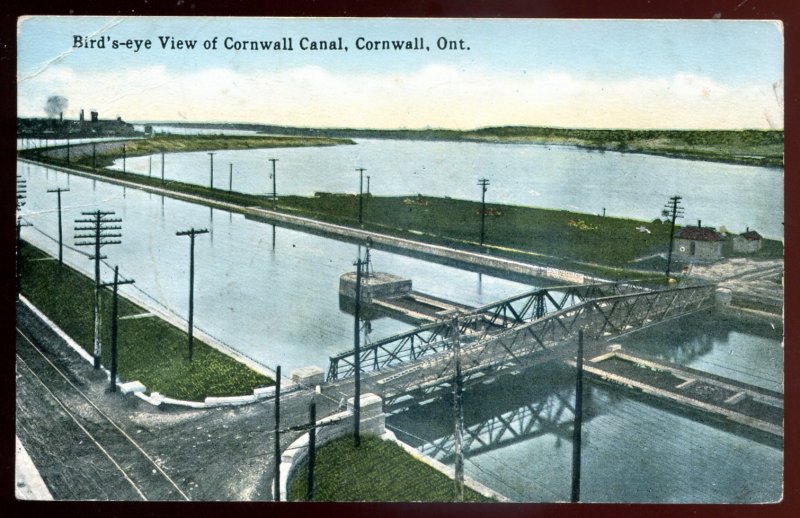 dc1110 - CORNWALL Ontario Postcard 1921 Canal Birds Eye View