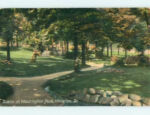 Divided-Back WASHINGTON PARK SCENE Waterloo Iowa IA r7918