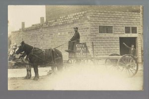 New Ulm MINNESOTA RPPC c1910 F.H. WENDT DRAY DELIVERY WAGON Street Scene