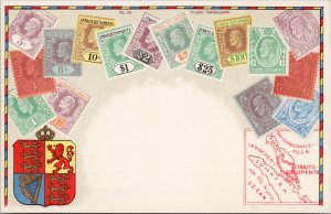 Straits Settlements Crest Map Unused Stamp (not real stamps) Postcard G76 