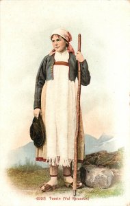 Postcard Swiss Costume Woman Tessin Val Verzasca 4998 Switzerland Tecino