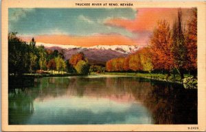 Truckee River at Reno Nevada Photo Service Postcard Sierras