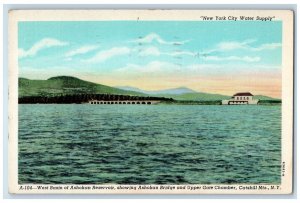 c1930's West Basin Of Ashokan Reservoir Ashokan Bridge Catskill Mts. NY Postcard