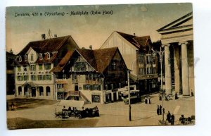 435989 AUSTRIA Dornbirn Market Square Red House BUS shops Vintage RPPC