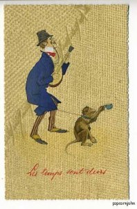 Beggar Monkey Cup Music Mandolin OPF Embossed Postcard