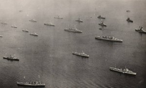 Tuck RPPC  Aerial View Battleships Assembled Spithead British Royal Navy WWI