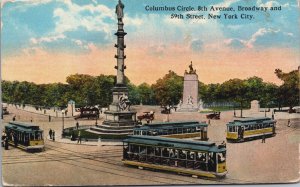 Colombus Circle 8th Avernue Broadway New York City Vintage Postcard C098