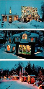 3~Postcards Oriskany, NY New York TRINKAUS MANOR LODGE Christmas Lights & Sign