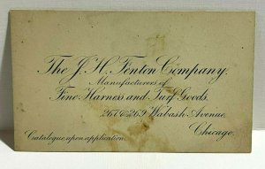 1880s JH Fenton Company Wabash Chicago Horse Harness Manufacture Business Card