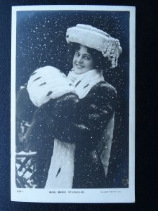 Actress MISS MARIE STUDHOLME in Christmas Furs & Snow Old RP Postcard by Rotary