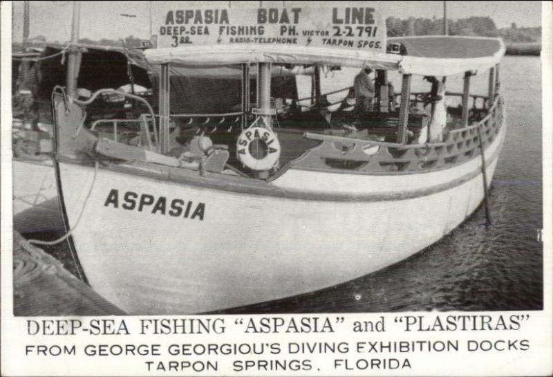 Tarpon Springs FL Deep Sea Fishing BoatAspasia & Plastiras Postcard