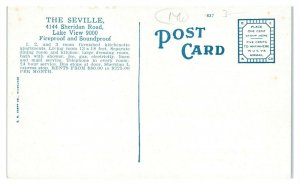 The Seville Apartment Hotel, Chicago, IL Postcard *6A1