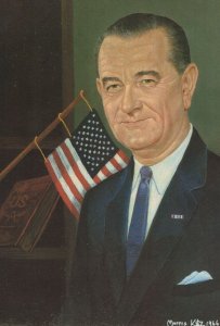 Lyndon Johnson US President Rare Old Masters Painting Postcard