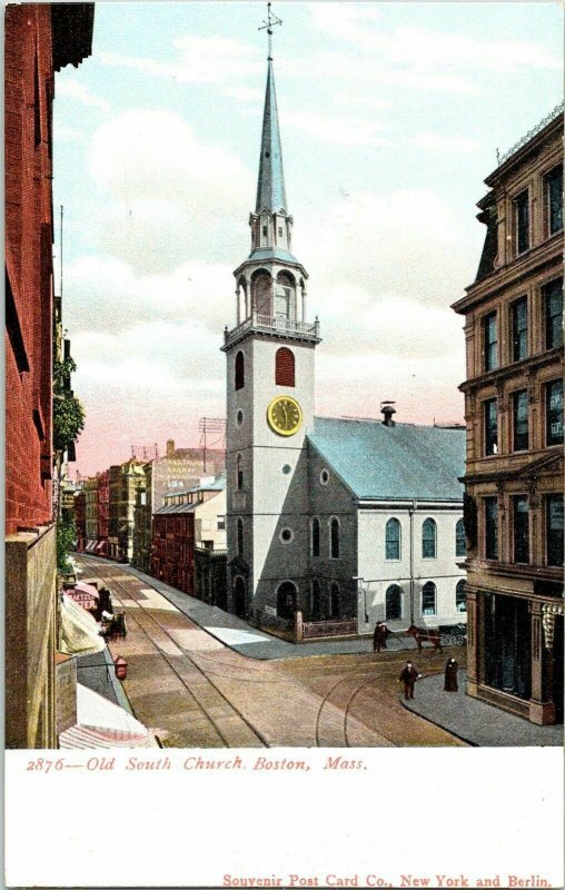 Old South Church Boston Mass Souvenir Post Card Co Antique UB Postcard UNP Vtg 