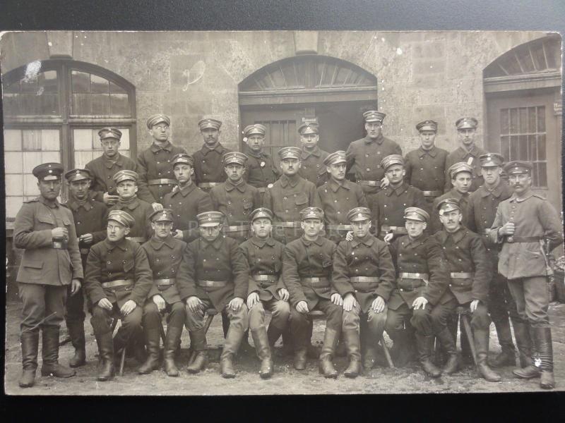 German? Soldiers, Group Photograph c1916 badeanstalt sign above door RP Postcard