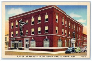 c1930's Hotel Denison On The Lincoln Highway Denison Iowa IA Vintage Postcard