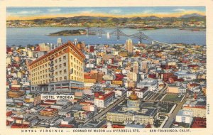 San Francisco, CA HOTEL VIRGINIA O'Farrell Street c1940s Linen Vintage Postcard