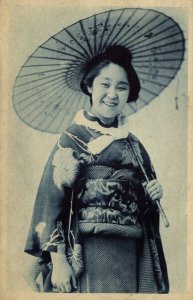 japan, Beautiful Geisha Lady with Parasol (1910s) Postcard