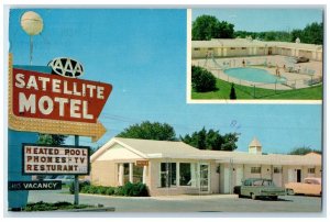 1983 Satellite Motel Cars Pool Springfield Missouri MO, Dual View Postcard