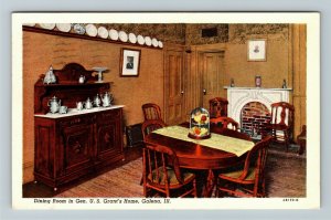 Galena IL- Illinois, Gen U.S. Grants Home, Dining Room, Vintage c1956 Postcard