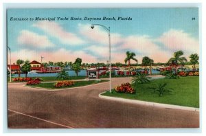 Entrance to Municipal Yacht Basin Daytona Beach Florida Vintage Postcard 