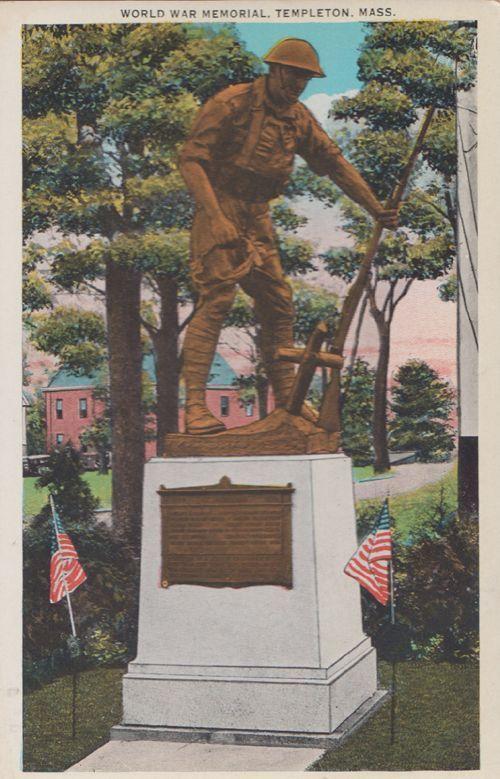 World War WW1 WW2 Memorial Templeton Mass Calafornia Postcard