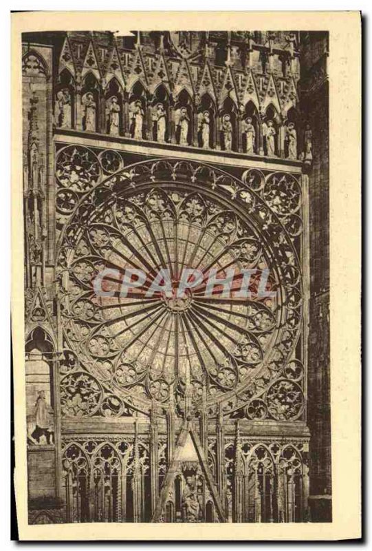 Old Postcard Cathedarle Strasbourg The rose the great Portal