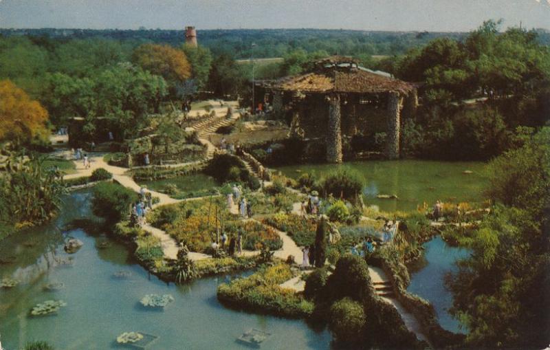 San Antonio Tx Texas Sunken Garden With Oriental Landscaping And Flowers United States Texas San Antonio Postcard Hippostcard