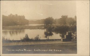 Collinsville Canton CT RR Tracks & River Home HP Foote Real Photo Postcard