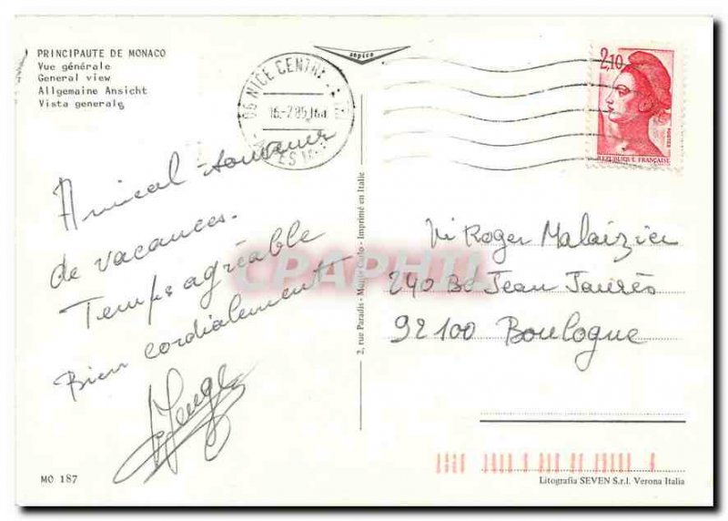 Modern Postcard Principality of Monaco General View