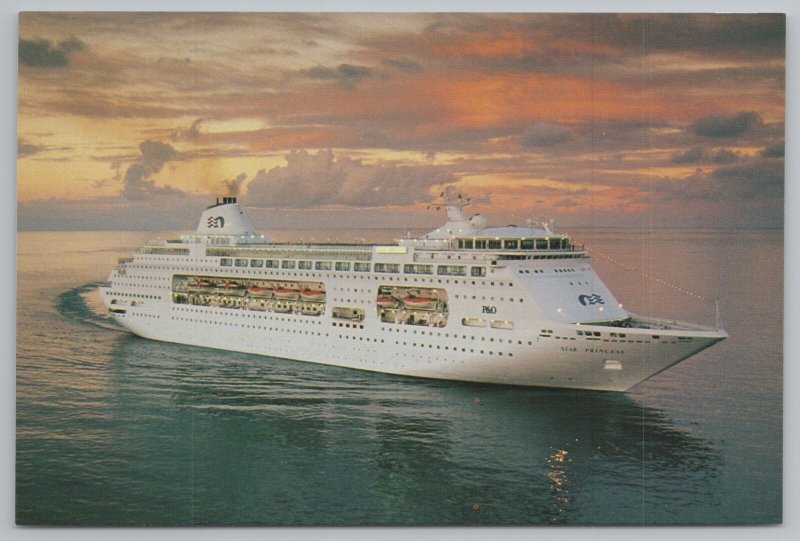 Ship~Princess Cruises Liner At Sunset~Continental Postcard 