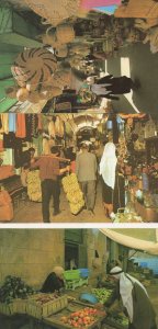 Jerusalem Israel Markets Fruit Sellers Carpets 3x Postcard s