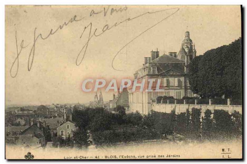 Old Postcard Blois l & # 39Eveche View taken Gardens