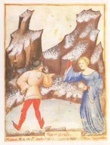 Medieval Christmas Snowball Fight Italian Painting Postcard