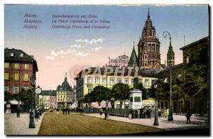 Old Postcard Mainz Gutenbergplatz mit Dom