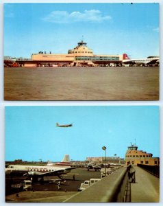 2 Postcards CHICAGO, Illinois IL ~ Airplanes MIDWAY AIRPORT c1950s