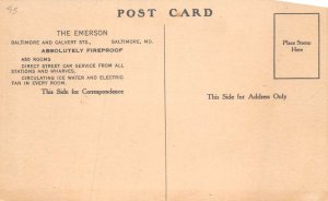 Baltimore Maryland The Emerson Hotel Vintage Postcard AA79452