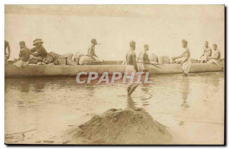 PHOTO CARD Black Man negro boat