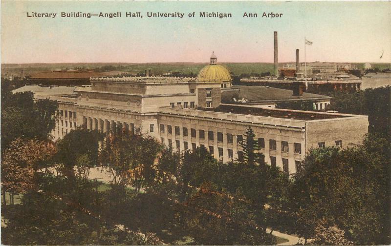 Hand Colored PC Literary Building Angell Hall University Of Michigan Ann Arbor