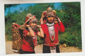 P2338, vintage postcard thai hill tribe produce to market north thailand used