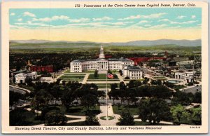 Panorama Civic Center from Capitol Dome Denver Colorado City Building Postcard