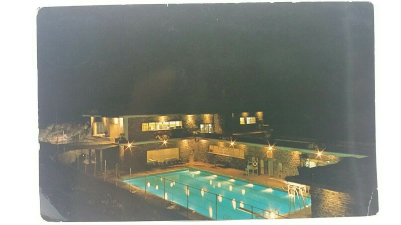 Vintage Postcard Radium Hot Springs at Night Kootenay British Columbia Canada